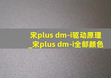 宋plus dm-i驱动原理_宋plus dm-i全部颜色